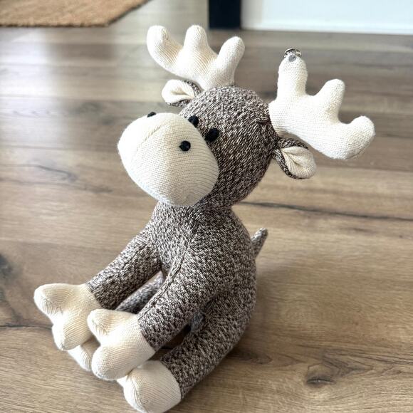 THINK OF IT! Sock Moose Plush 2003 11" Stuffed Animal EUC Vintage Cottagecore - Picture 1 of 6